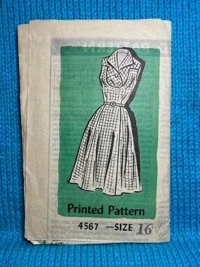 Sewing pattern 4567 shirt dress fit and flare 1950s size 16